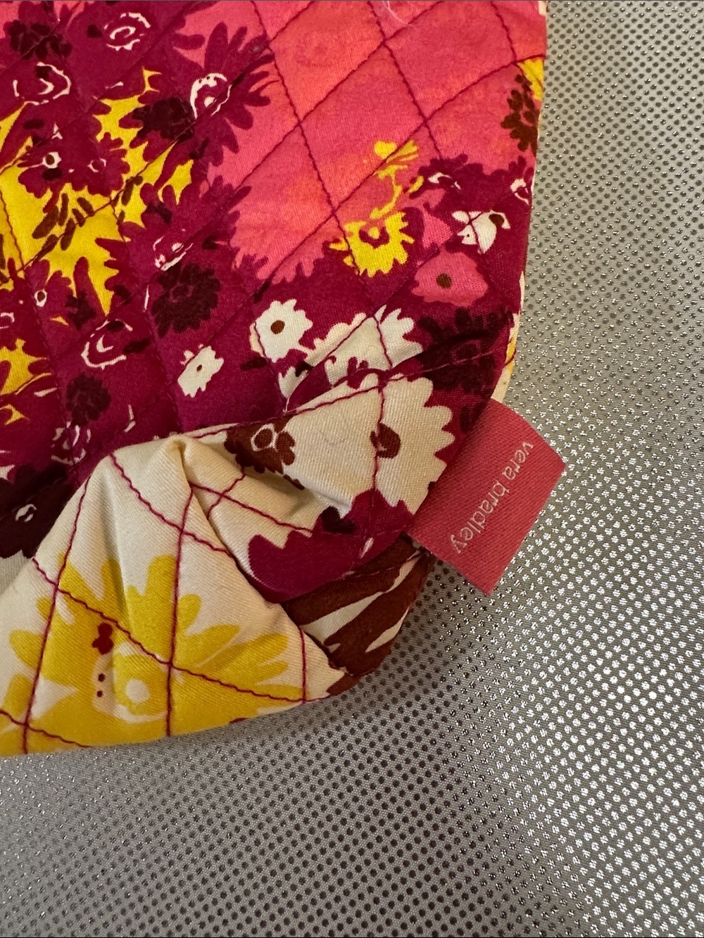 NWT Vera Bradley Pink, Yellow & Cream Quilted Floral Cosmetic Pouch - Picture 2 of 7
